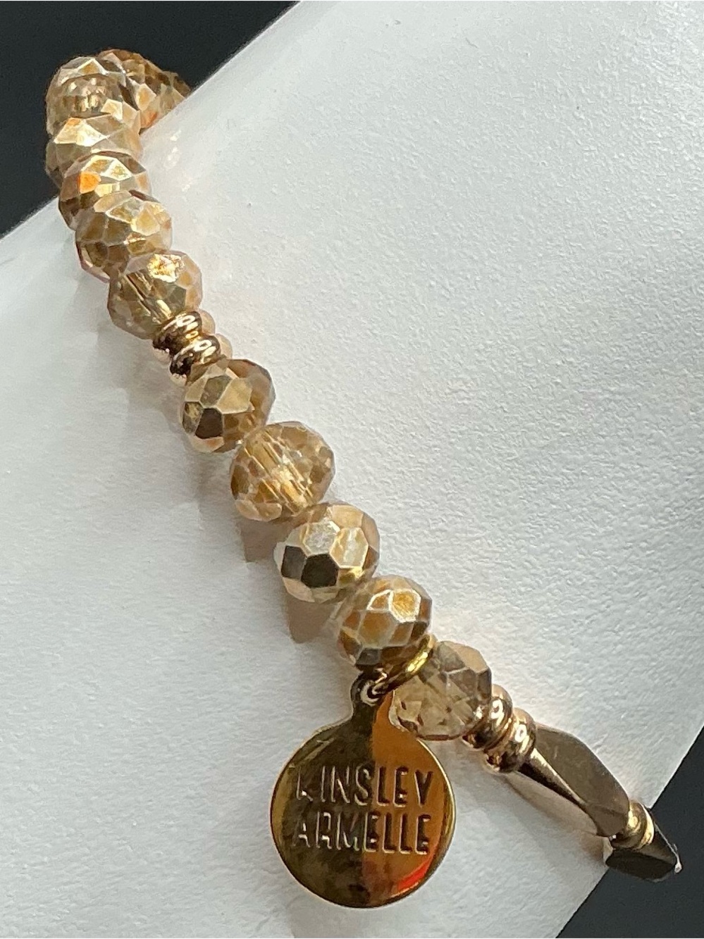 KINSLEY ARMELLE CHAMPAGNE GOLD-TONE BEAD STRETCH BRACELET